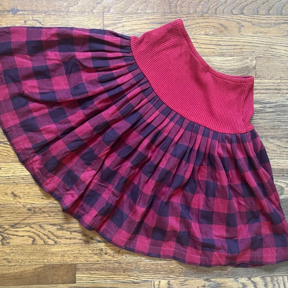 Vintage Norma Kamali 80's Plaid Women's Short Skirt Size Medium Knit Material